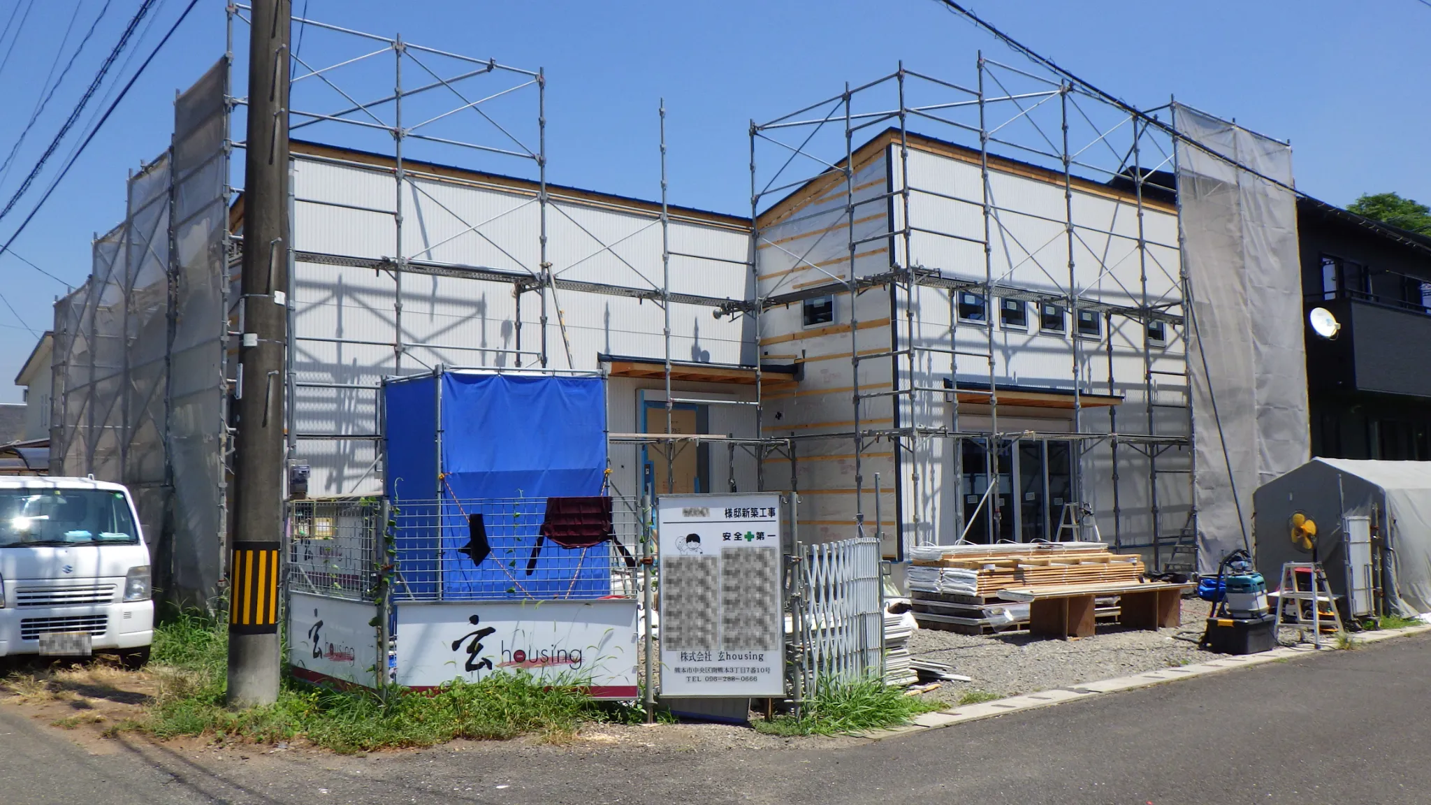 玄housingが施工した平屋注文住宅の建設中写真